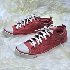 UGG Red Canvas Sneakers with White Laces